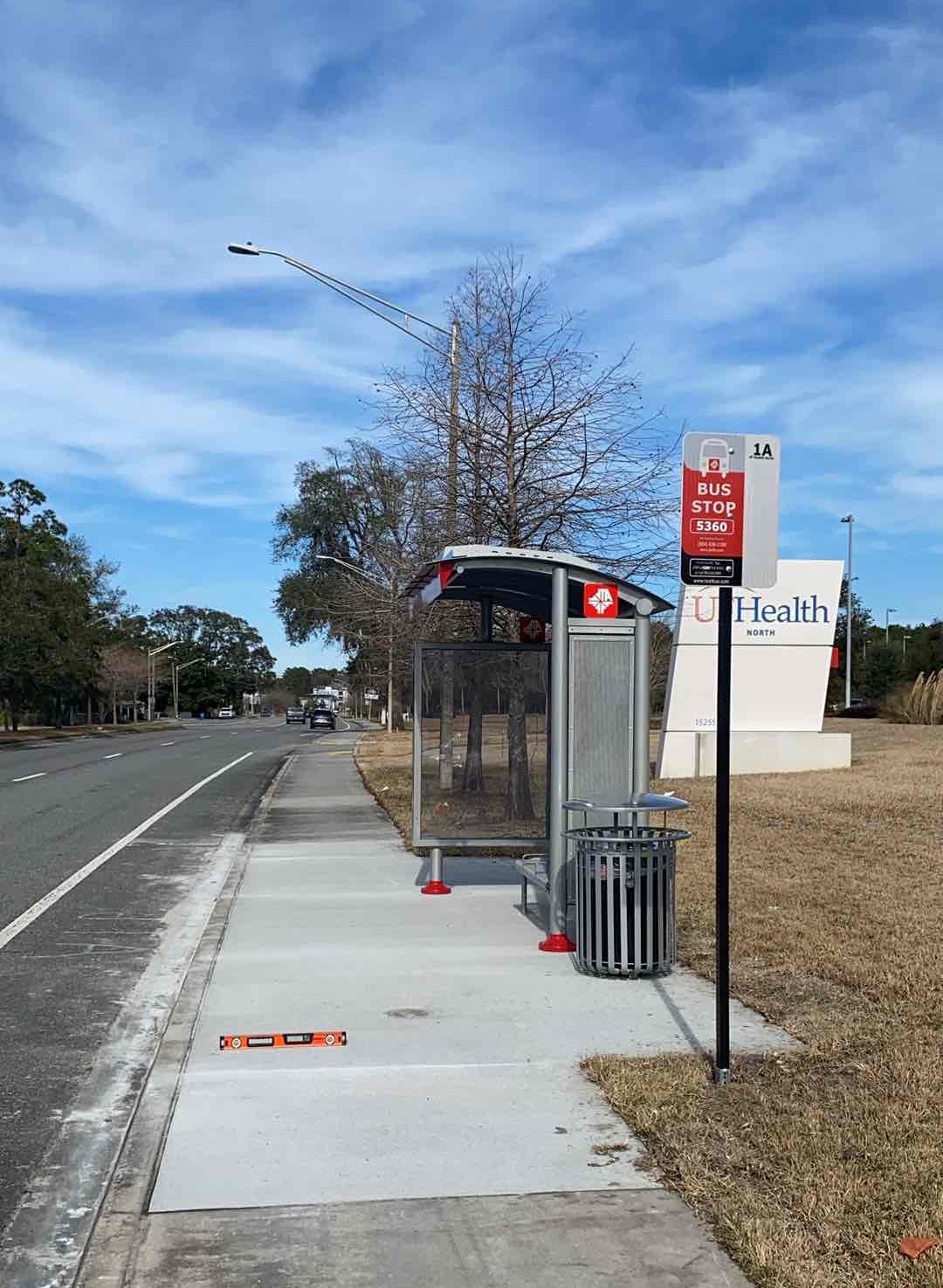 Bus stop after improvements were made