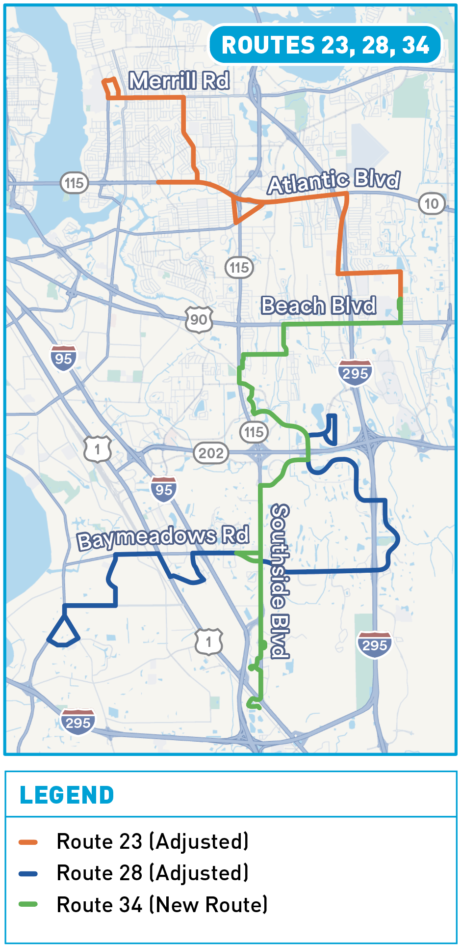 Routes 23 28 34 - map
