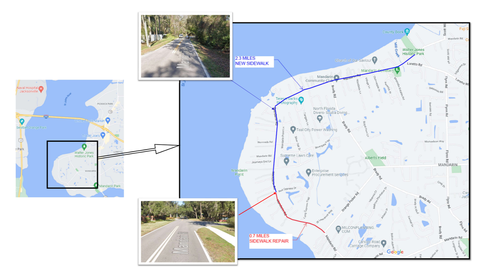 Map of sidewalk development